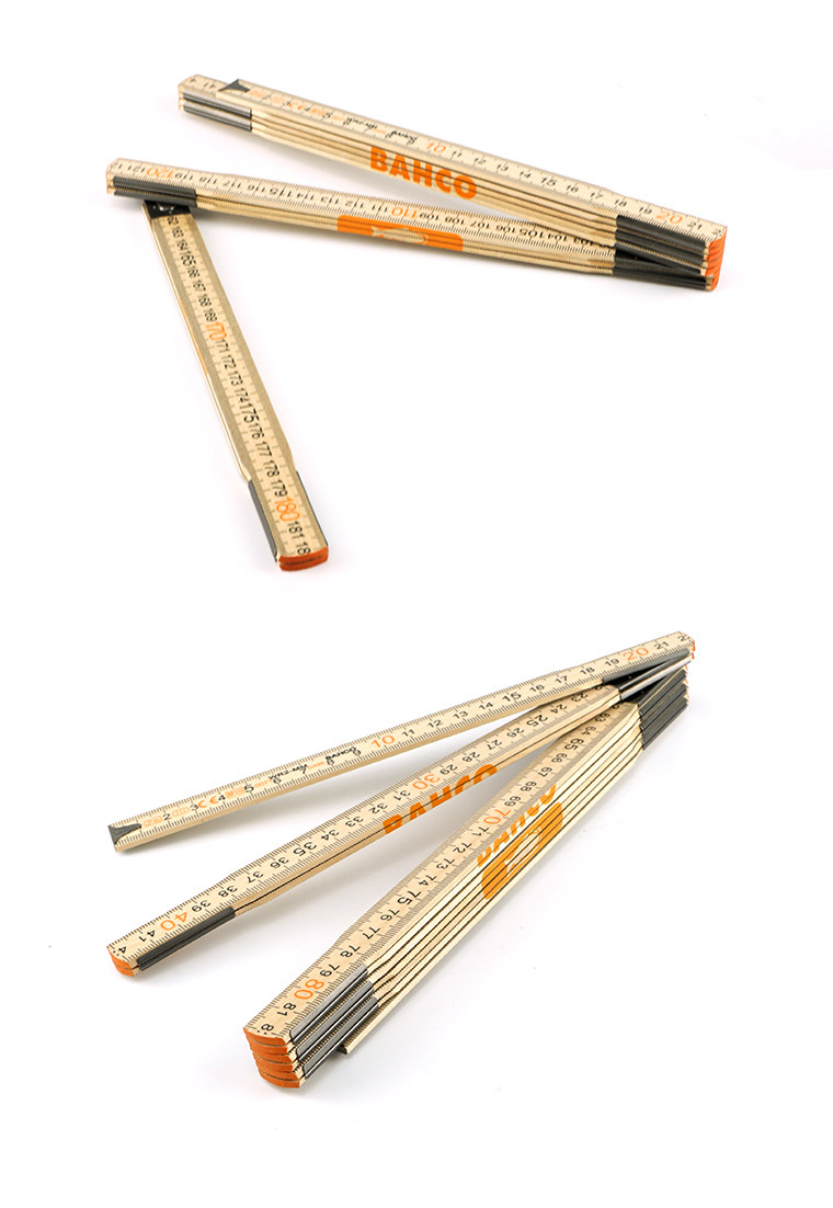 百固bahco进口木折尺折叠尺子木工木尺10折2米公制绘图尺鲁班尺