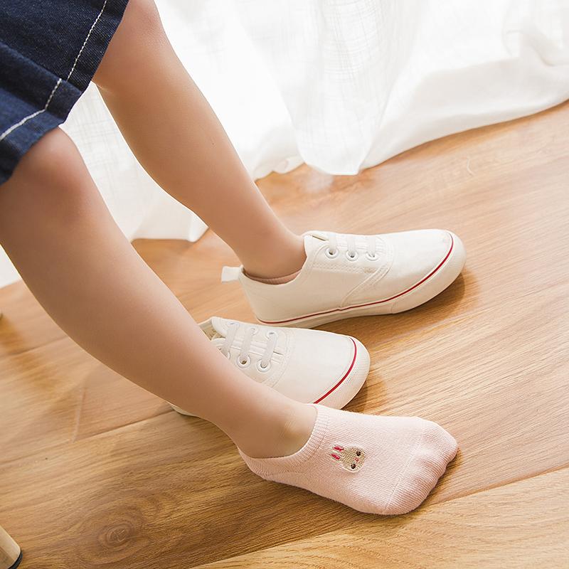 女童袜子 纯棉春夏季薄款隐形袜3-5-7-9岁夏天透气船袜防滑学生袜