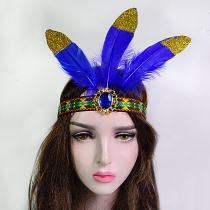 African drum Indian headband ethnic style feather headdress stage performance spray gold high-end chicken feather headband