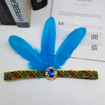 Indian headband ethnic bonfire wind African drum feather headwear stage performance dance headdress diamond headdress