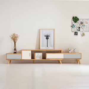 純木優家北歐家具實木簡約簡單客廳小戶型原木白色茶幾電視柜組合