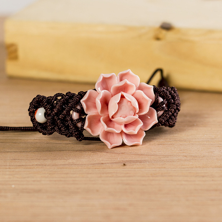 Hand pinch flower bracelet braided bracelet bracelet JXB071 jingdezhen ceramic bracelet wholesale lotus lotus