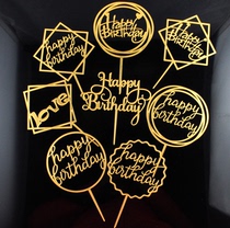 Acrylic Gold Pink Square Round Birthday Birthday Cake Inserts Plugin Creative Sweet Table Decoration