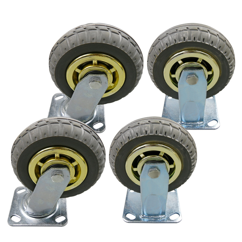 6寸静音橡胶轮重型工业万向轮定向轮平板车脚轮推车轮子轱辘4个轮
