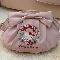 Japanese Hello Kitty bow shell bag, cute, sweet and girly, good-looking cosmetic bag storage bag for women