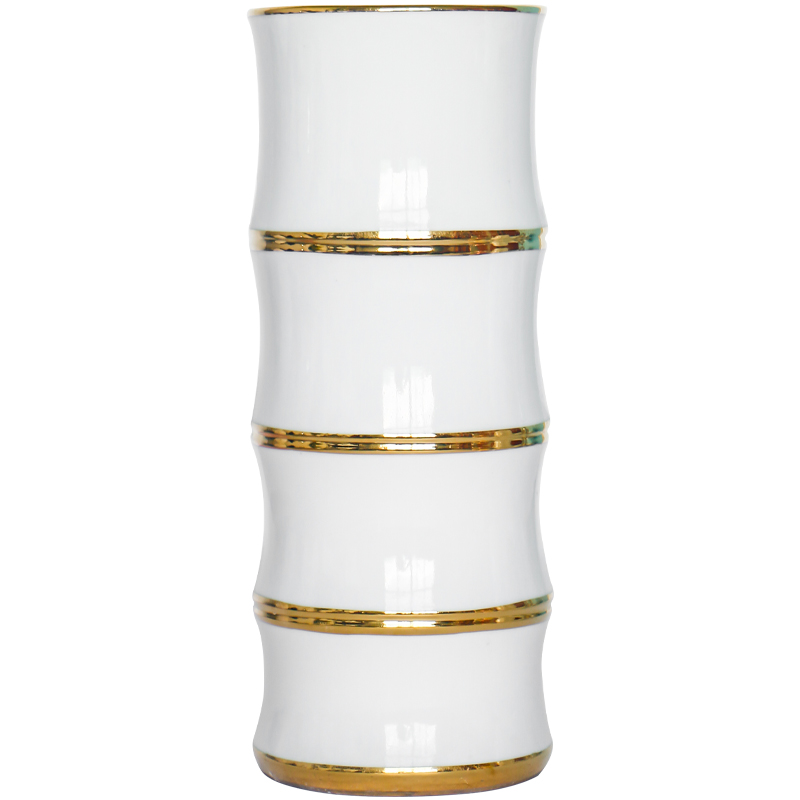 I and contracted white ceramic light bamboo vase key-2 luxury gold - plated edge flower arranging furnishing articles soft outfit display creative floral outraged