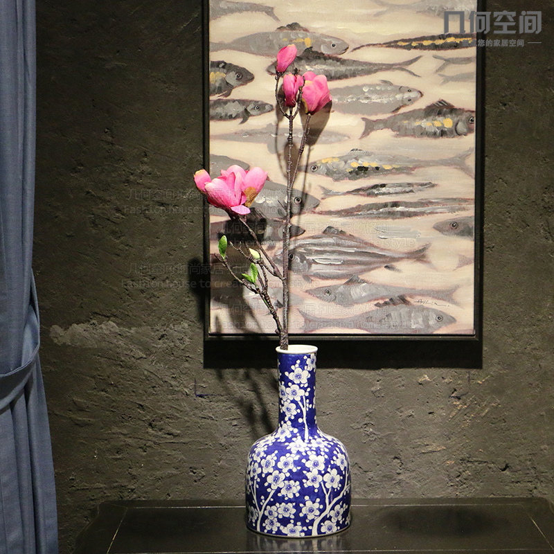 【 】 in the geometry space of jingdezhen ceramic hand - made of ice name plum bottle of flower arrangement, household adornment handicraft furnishing articles