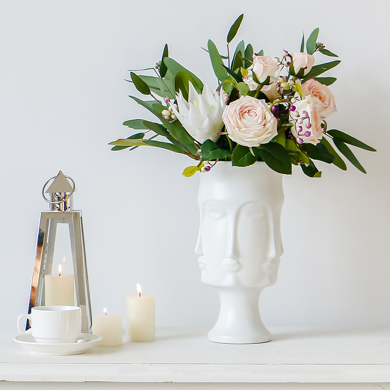 Nordic Muse white porcelain face vase modern ins creative flower arranging the sitting room, home furnishing articles