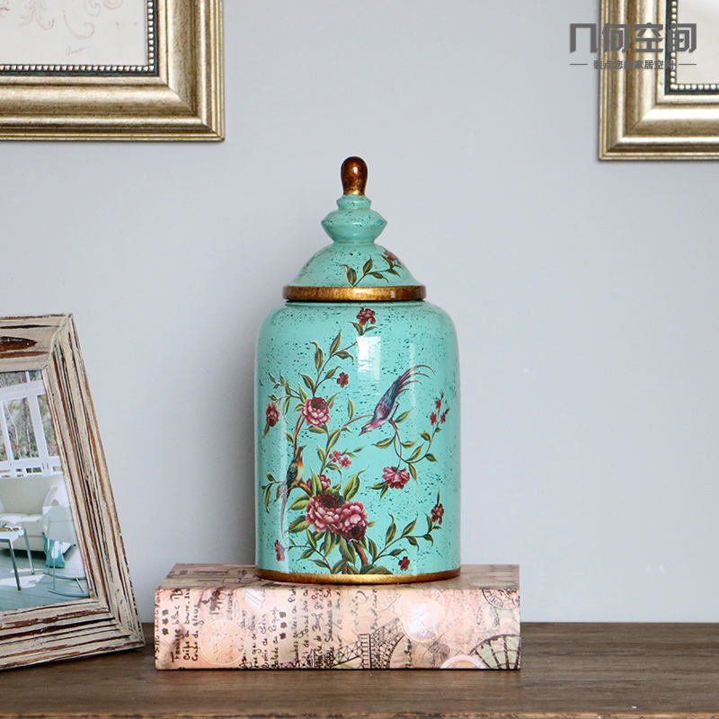 Jingdezhen Europe type restoring ancient ways home furnishing articles American country hand - made do old painting of flowers and pot sitting room soft decoration