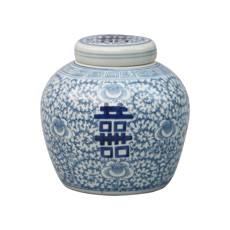 Archaize of jingdezhen ceramic happy character blue treasure ZhuTan new Chinese style classical Ming and the qing dynasties home decoration interior furnishing articles