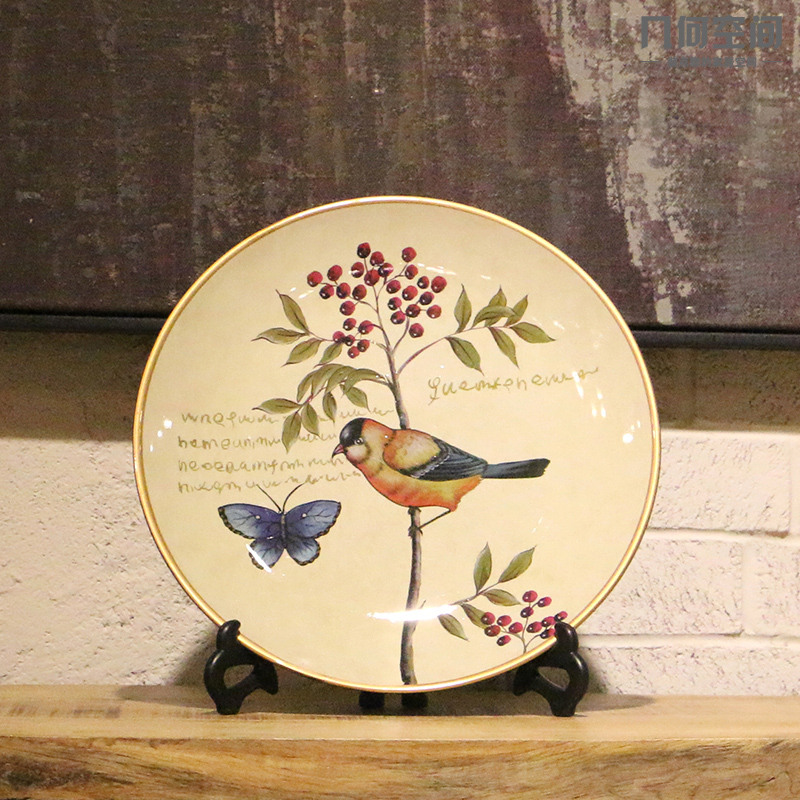 【 】 in the geometry space Europe type restoring ancient ways of flowers and birds painting decorative hanging dish plate household act the role ofing is tasted ceramic arts and crafts