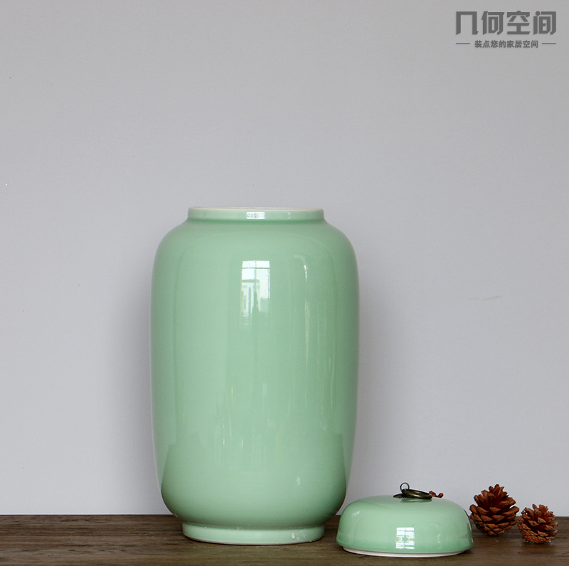 The geometry space contracted and I jingdezhen single glaze idea gourd can home decoration ceramic vessels furnishing articles