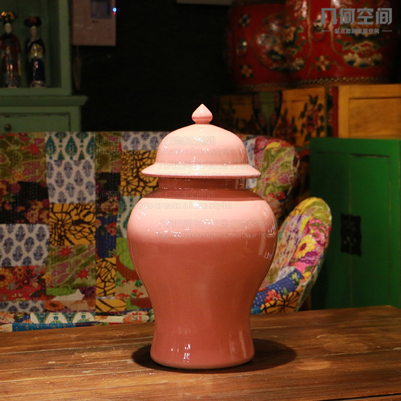 Pink general geometric space 】 【 jar ceramic vases, furnishing articles soft outfit stylist decorate restaurant decoration