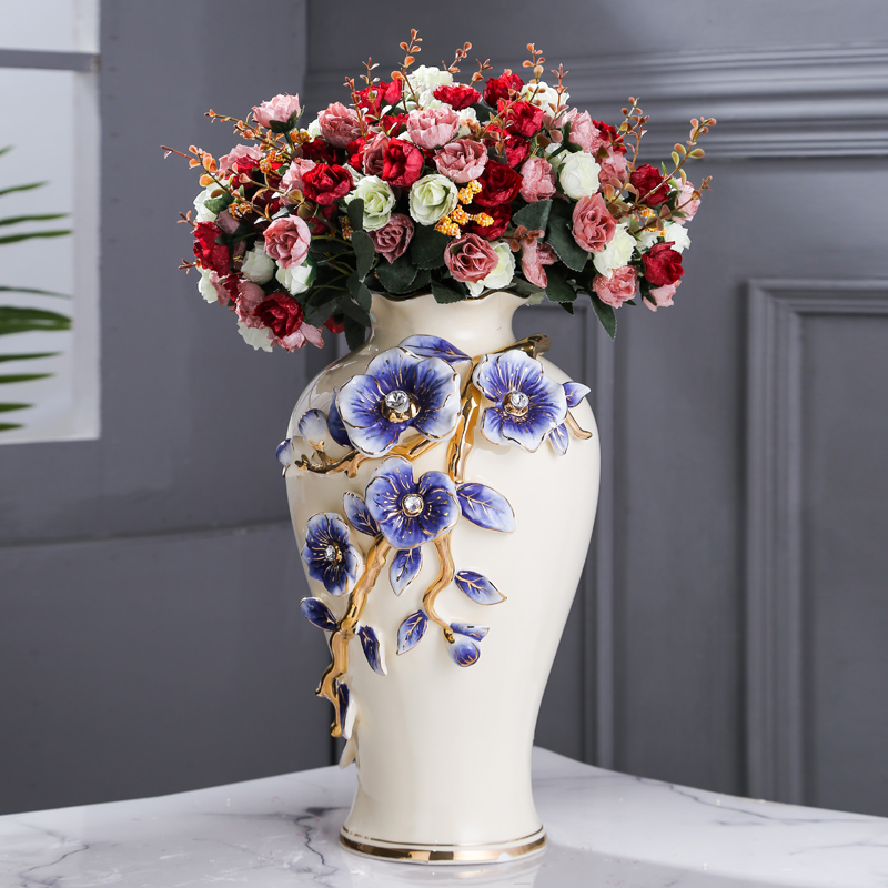 Fort SAN road simulation flower arranging new royal blue name plum flower vase European household living room TV cabinet ceramic vases, furnishing articles