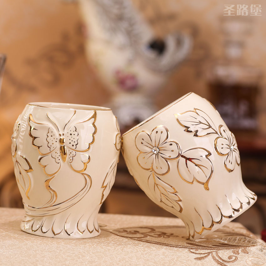 European ceramic bathroom five times inside the bathroom wash gargle suit creative butterfly bathroom furnishing articles wedding gift