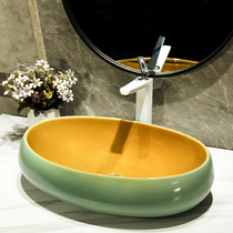 Nordic upper basin round wash basin ceramic toilet washbasin single basin household European art basin fruit Green