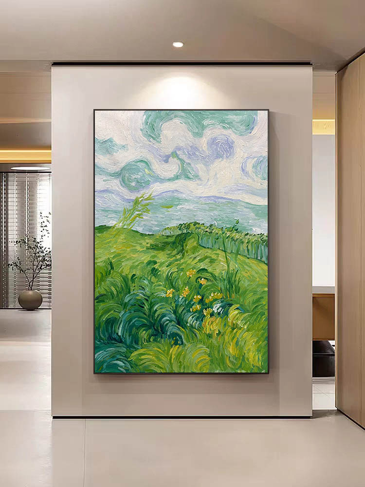 Hand Painted Entrance Painting Modern Minimalist Living Room Sofa Wall Painting Cream Style Abstract Landscape Mural