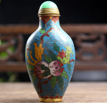 中国风景泰蓝鼻烟壶掐丝珐瑯仿古纯手工非遗艺品