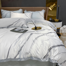 Modern light and luxurious double-sided ice silk four pieces of summer day silk nude sleep quilt cover real silk bed linen Nordic wind bed supplies