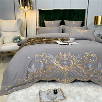 Eurostyle embroidery extravagant upscale autumn and winter thickened all-cotton mill wool bed with four sets of 100 pure cotton linen quilt cover 4