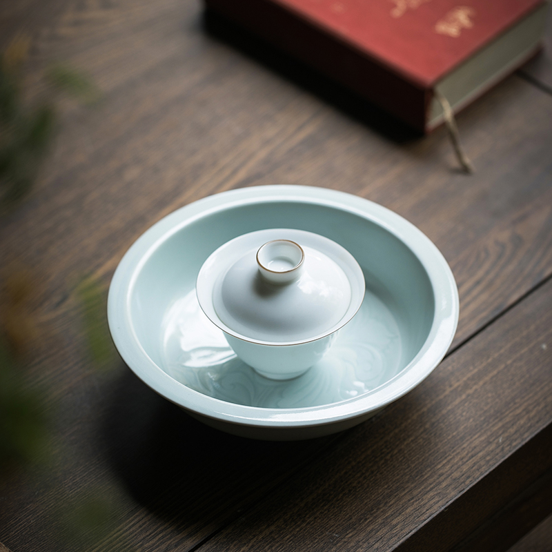Jingdezhen left up Song Shiying green CiHu bearing hand cut tea tray was dry mercifully tea tray tea accessories