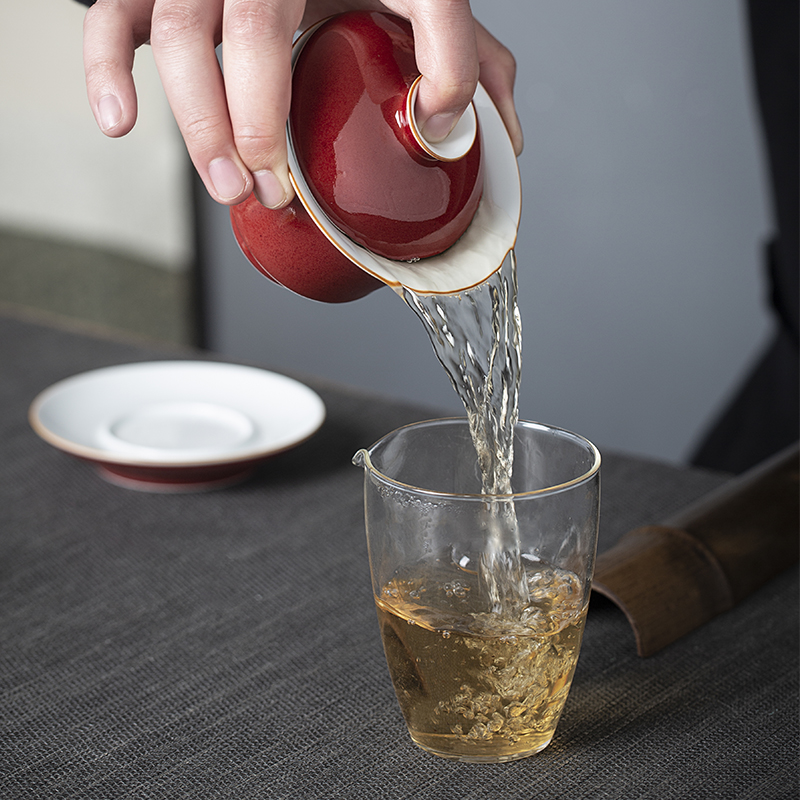 Clouds, jingdezhen pure manual operation ore the red three tureen ceramic ji red tea bowl of kung fu tea cups