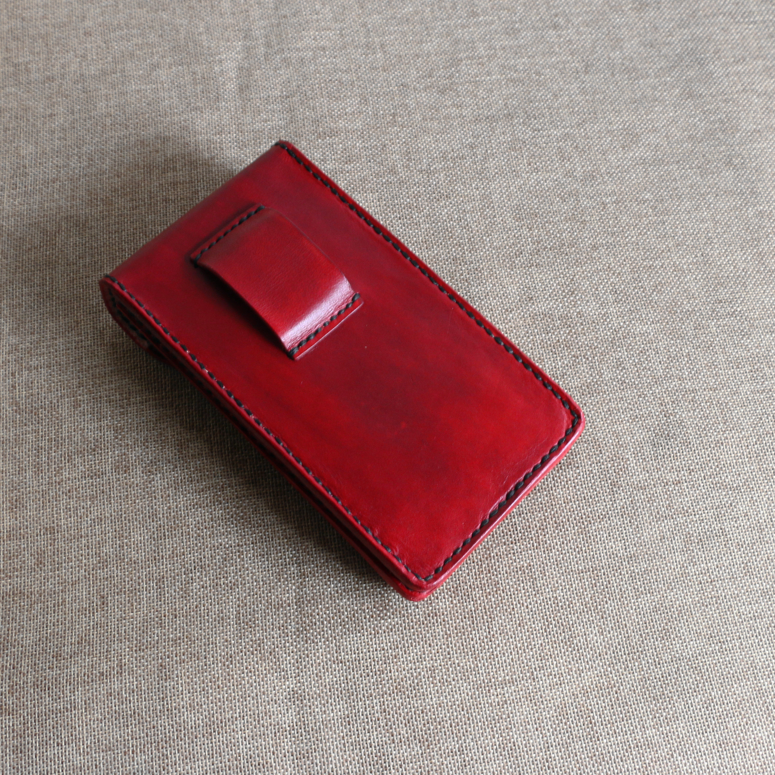 真皮双手机包 订制原创设计头层牛皮植鞣革大款手机套纯手工皮具