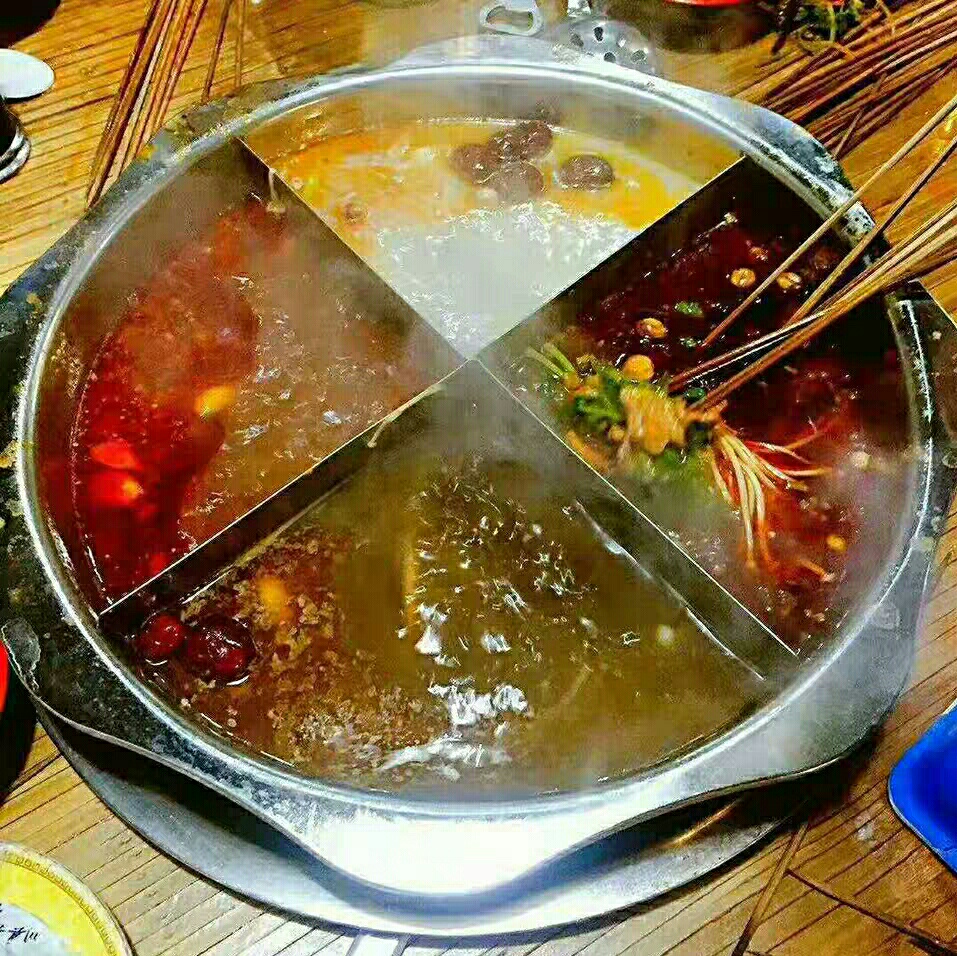 三格四格太阳火锅盘商用多格鸳鸯八角盘电磁炉专用火锅子母鸳鸯锅