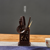 Tea ceremony six gentlemen combination Kung Fu tea set Tea tray accessories Tea tray Chicken wings ebony solid wood tea ceremony tea ornaments