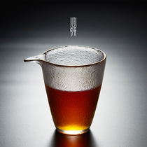 Thickened fair cup glass Japanese-style hammer pattern Kung Fu tea set Hand-painted gold edge large tea sea tea dispenser