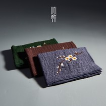 Water absorption thickened Kung Fu tea road Tea table table Cotton linen tea towel Tea cloth Rag embroidery Japanese tea mat Tea set accessories