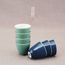 Ji Qing ceramic tea cup ceramic kung fu tea set individual cup bean Blue Purple Golden mouth Tea Cup smell Cup