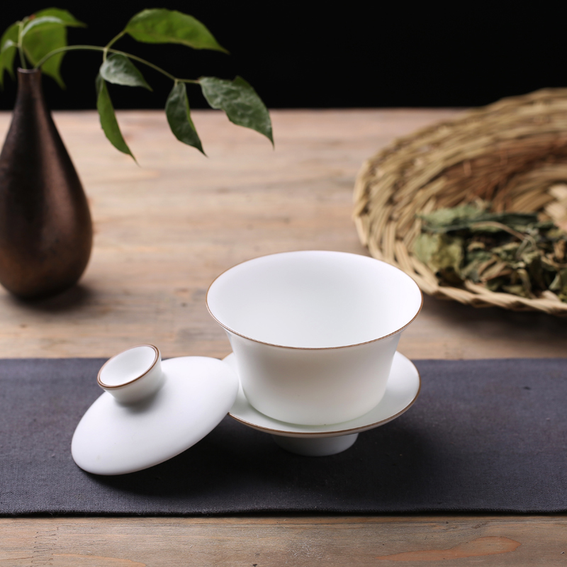 White porcelain tureen jingdezhen ceramic cups in thousand fire heat home suits for your up pu - erh tea tureen large three