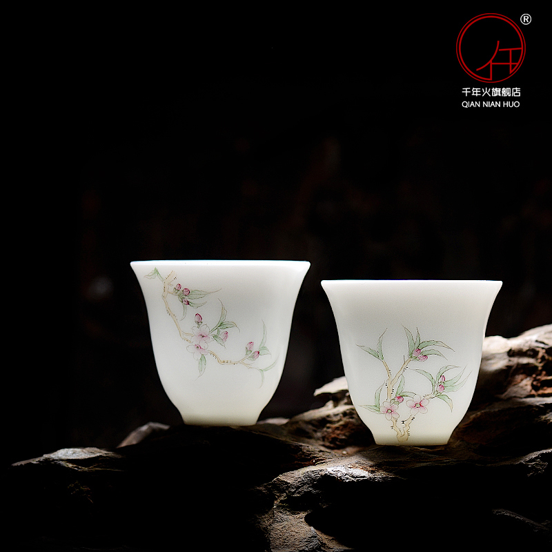 The Fire jingdezhen ceramic cups hand - made tea master cup one thousand kung fu tea set a pot of two cups