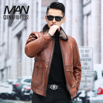Leather leather clothing mens whole mink mink inner wall cowhide short fur one lapel fur mink coat winter