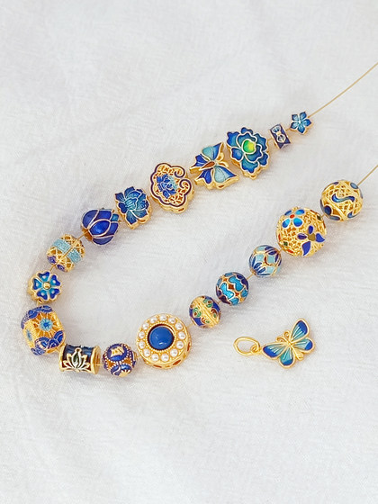 강력한 색상 보호 18K Cloisonne Burnt Blue Butterfly Flower Blower Beads and Flower Holder Looke Beads Handmade DIY 비드 팔찌 목걸이 일치 강력한 색상 보호 18K Cloisonne Burnt Blue Butterfly Flower Blower Beads and Flower Holder Looke Beads Handmade DIY 비드 팔찌 목걸이 일치