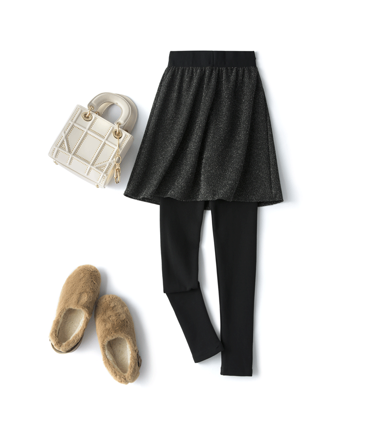 裤裙一体假两件打底裤带裙春秋亮丝百褶裙大码黑色高腰显瘦磨毛