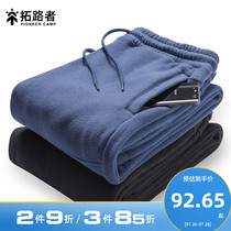 Tuoluzhe fleece pants mens outdoor fleece mens trousers small foot guard pants autumn and winter warm thickened sports pants