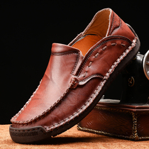 Leather Shoes Men Fall Breathable Black Big Code Men Genuine Leather Casual Shoes Business Casual Shoes Son Korean version Trend Mens shoes