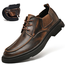 Spring retro tooling trend Mens shoes Head genuine leather leather shoes Mens Chelsea low Help Martin Niu leather boot