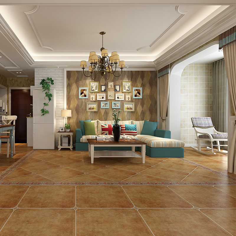 安美乐仿古砖美式复古地砖600x600圆角客厅地中海地板砖欧式瓷砖