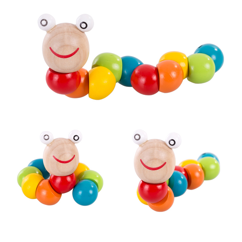 Fu Haier wooden twist worm color caterpillar baby educational toy early education rotatable boy girl gift