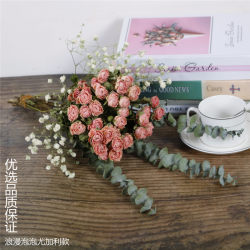 Starry eucalyptus rose dried flower bouquet real flower office home decoration ins paper bag small fresh Nordic style