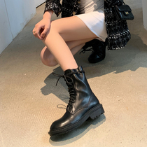 Leather ann Martin boots female English style 2020 new short boots tide ins boots summer boots winter plus velvet midboot