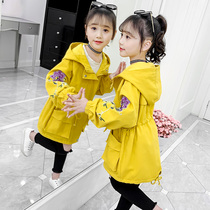 Girls cotton coat 2021 new spring dress Chinese childrens long windbreaker girl Foreign Air