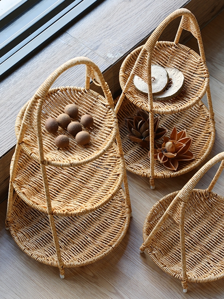 kens 创意多层藤编水果盘-逗莫居家