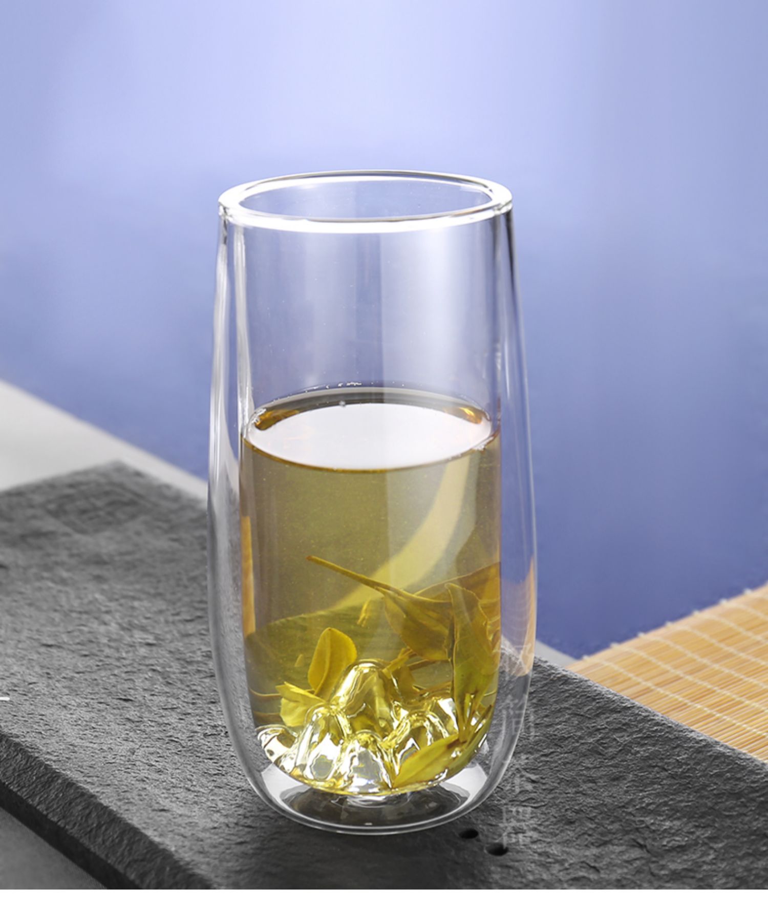 山峦双层隔热玻璃杯泡花茶绿茶杯专用透明喝水杯子办公室男女家用