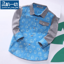 Smart childrens clothing Baby spring and autumn boys printed knitted sleeves Small and medium childrens shirts Casual long-sleeved shirts