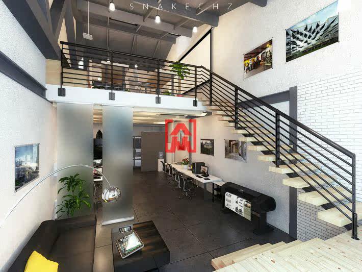 su两层loft工作室办公室室内工装装修 sketchup草图大师模型素材