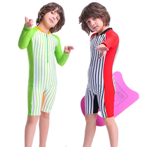 2020 new childrens swimsuit one-piece long sleeve big boys boxer shorts girls students soak hot spring swimsuit